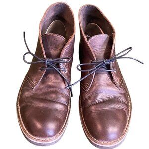 Clarks Mens Desert Chukka Boots Size 9M Brown Leather Ankle Lace Up Casual Y2K